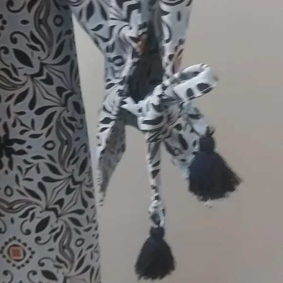 LOFT Ann Taylor Blue/Orange Long Sleeve Crewneck Shift Dress XS Boho Classic - Picture 3 of 10